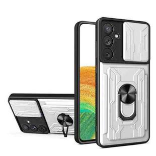 For Samsung Galaxy A34 5G Sliding Camshield Card Phone Case(Silver)