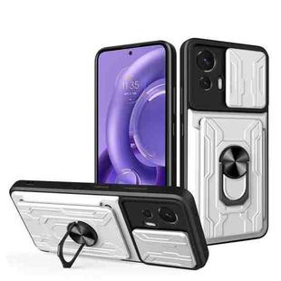 For Motorola Moto Edge 30 Neo Sliding Camshield Card Phone Case(Silver)