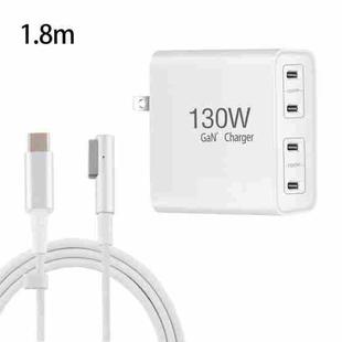 GaN 130W 4-Port USB-C PD65W / PD30W Multi Port Type-C Charger with  1.8m Type-C to MagSafe 1 / L Header Data Cable US Plug