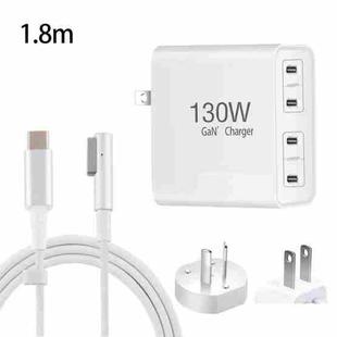 GaN 130W 4-Port USB-C PD65W / PD30W Multi Port Type-C Charger with  1.8m Type-C to MagSafe 1 / L Header Data Cable US / AU Plug