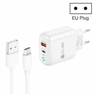 PD04 Type-C + USB Mobile Phone Charger with USB to Type-C Cable, EU Plug(White)