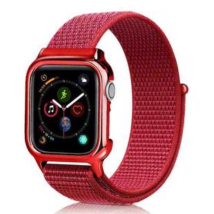 Simple Fashion Nylon Watch Band with Frame for Apple Watch Series 5 & 4 40mm(Red)