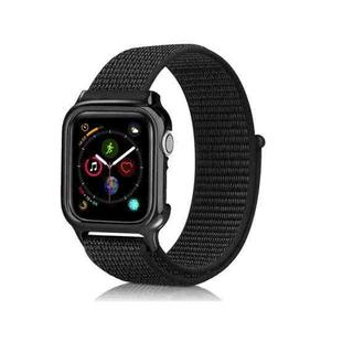 Simple Fashion Nylon Watch Band with Frame for Apple Watch Series 5 & 4 40mm(All black)