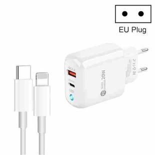 PD04 Type-C + USB Mobile Phone Charger with Type-C to 8 Pin Cable, EU Plug(White)