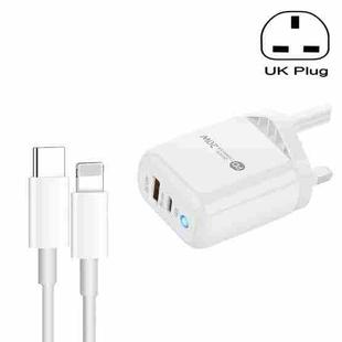 PD04 Type-C + USB Mobile Phone Charger with Type-C to 8 Pin Cable, UK Plug(White)