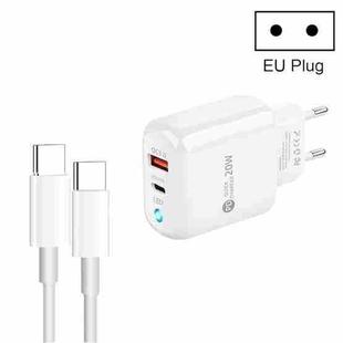 PD04 Type-C + USB Mobile Phone Charger with Type-C to Type-C Cable, EU Plug(White)