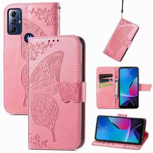 For Motorola Moto G Play 2023 Butterfly Love Flower Embossed Flip Leather Phone Case(Pink)