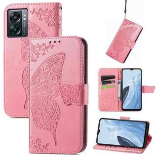 For OnePlus Nord N300 Butterfly Love Flower Embossed Flip Leather Phone Case(Pink)