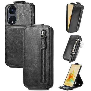 For Oppo Reno8 T 5G Zipper Wallet Vertical Flip Leather Phone Case(Black)