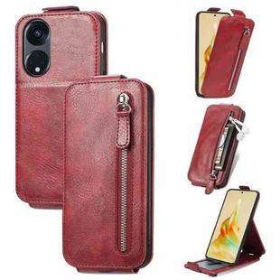 For Oppo Reno8 T 5G Zipper Wallet Vertical Flip Leather Phone Case(Red)