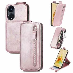 For Oppo Reno8 T 5G Zipper Wallet Vertical Flip Leather Phone Case(Pink)