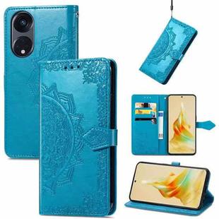 For OPPO Reno8 T 5G Mandala Flower Embossed Horizontal Flip Leather Phone Case(Blue)