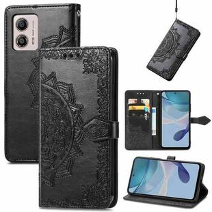 For Motorola  Moto G53 5G Mandala Flower Embossed Horizontal Flip Leather Phone Case(Black)