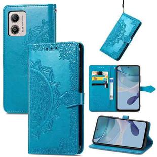 For Motorola  Moto G53 5G Mandala Flower Embossed Horizontal Flip Leather Phone Case(Blue)