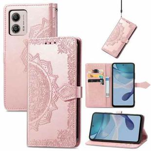 For Motorola  Moto G53 5G Mandala Flower Embossed Horizontal Flip Leather Phone Case(Rose Gold)