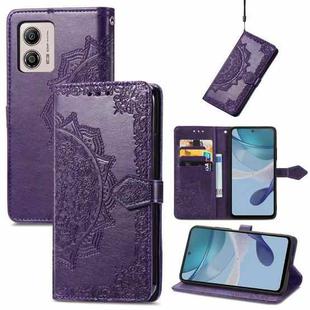 For Motorola  Moto G53 5G Mandala Flower Embossed Horizontal Flip Leather Phone Case(Purple)