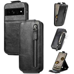 For Google Pixel 7A Zipper Wallet Vertical Flip Leather Phone Case(Black)
