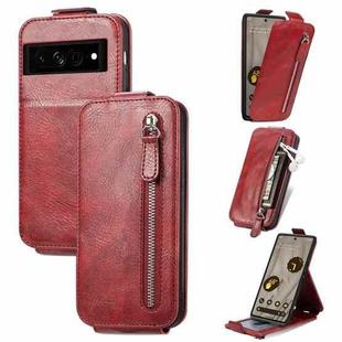 For Google Pixel 7A Zipper Wallet Vertical Flip Leather Phone Case(Red)