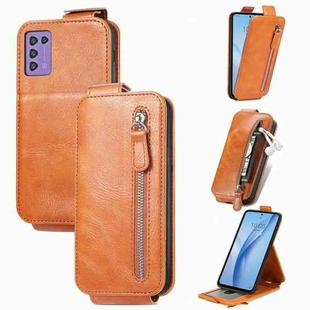 For ZTE Libero 5G III Zipper Wallet Vertical Flip Leather Phone Case(Brown)