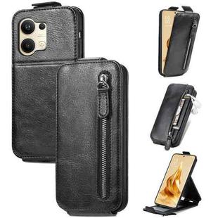 For OPPO Reno9 Zipper Wallet Vertical Flip Leather Phone Case(Black)