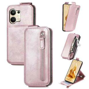 For OPPO Reno9 Zipper Wallet Vertical Flip Leather Phone Case(Rose Gold)