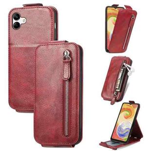 For Samsung Galaxy A04 Zipper Wallet Vertical Flip Leather Phone Case(Red)