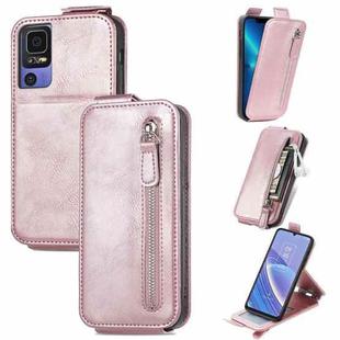 For TCL 40 SE Zipper Wallet Vertical Flip Leather Phone Case(Rose Gold)