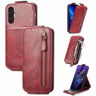 For Tecno Pova 3 Zipper Wallet Vertical Flip Leather Phone Case(Red)