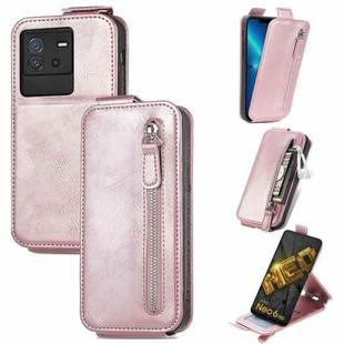 For vivo iQOO Neo 6 Zipper Wallet Vertical Flip Leather Phone Case(Rose Gold)