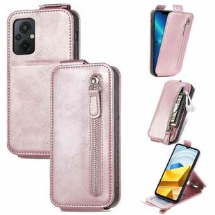 For Xiaomi Redmi Note 12 Zipper Wallet Vertical Flip Leather Phone Case(Rose Gold)