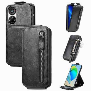 For ZTE Blade V40s Zipper Wallet Vertical Flip Leather Phone Case(Black)