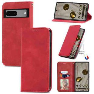 For Google Pixel 7A Retro Skin Feel Magnetic Flip Leather Phone Case(Red)