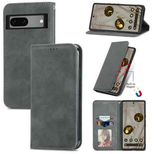 For Google Pixel 7A Retro Skin Feel Magnetic Flip Leather Phone Case(Gray)
