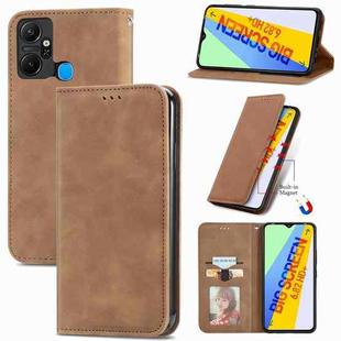For Infinix Smart 6 Plus Retro Skin Feel Magnetic Flip Leather Phone Case(Brown)