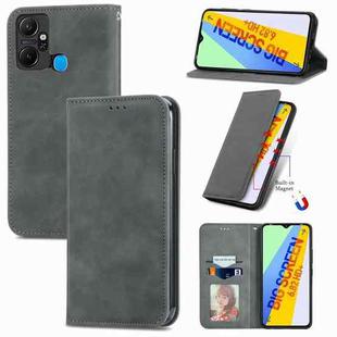 For Infinix Smart 6 Plus Retro Skin Feel Magnetic Flip Leather Phone Case(Gray)