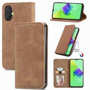 For Tecno Spark 9 Pro Retro Skin Feel Magnetic Flip Leather Phone Case(Brown)