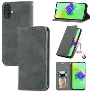 For Tecno Spark 9 Pro Retro Skin Feel Magnetic Flip Leather Phone Case(Gray)