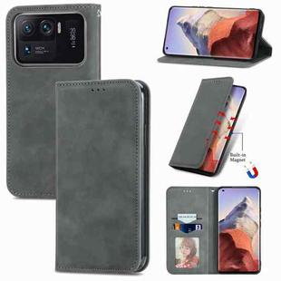 For Xiaomi Mi 11 Ultra Retro Skin Feel Magnetic Flip Leather Phone Case(Gray)