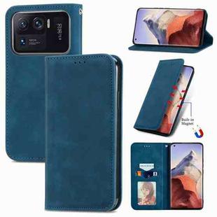 For Xiaomi Mi 11 Ultra Retro Skin Feel Magnetic Flip Leather Phone Case(Blue)