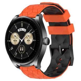 For Huawei Watch Buds 22mm Football Pattern Two-Color Silicone Watch Band(Orange+Black)
