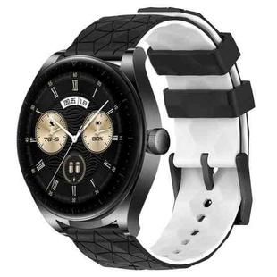 For Huawei Watch Buds 22mm Football Pattern Two-Color Silicone Watch Band(Black+White)