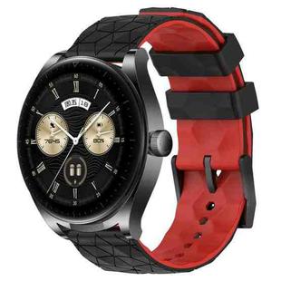 For Huawei Watch Buds 22mm Football Pattern Two-Color Silicone Watch Band(Black+Red)