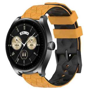 For Huawei Watch Buds 22mm Football Pattern Two-Color Silicone Watch Band(Yellow+Black)