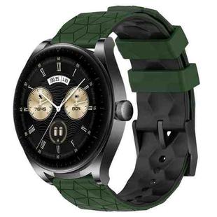 For Huawei Watch Buds 22mm Football Pattern Two-Color Silicone Watch Band(Armygreen+Black)