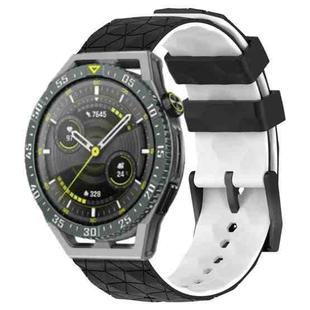 For Huawei Watch GT 3 SE 22mm Football Pattern Two-Color Silicone Watch Band(Black+White)