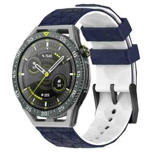 For Huawei Watch GT 3 SE 22mm Football Pattern Two-Color Silicone Watch Band(Midnight Blue + White)