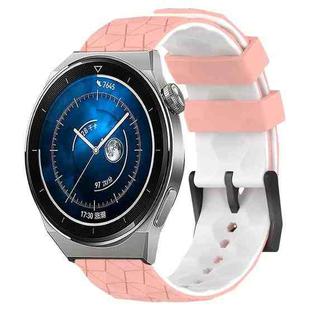 For Huawei Watch GT3 Pro 46mm 22mm Football Pattern Two-Color Silicone Watch Band(Pink+White)
