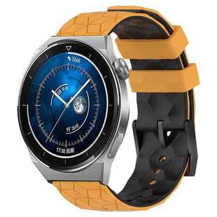 For Huawei Watch GT3 Pro 46mm 22mm Football Pattern Two-Color Silicone Watch Band(Yellow+Black)