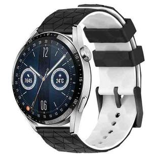 For Huawei Watch GT3 46mm 22mm Football Pattern Two-Color Silicone Watch Band(Black+White)