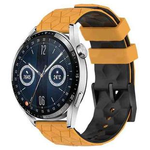 For Huawei Watch GT3 46mm 22mm Football Pattern Two-Color Silicone Watch Band(Yellow+Black)